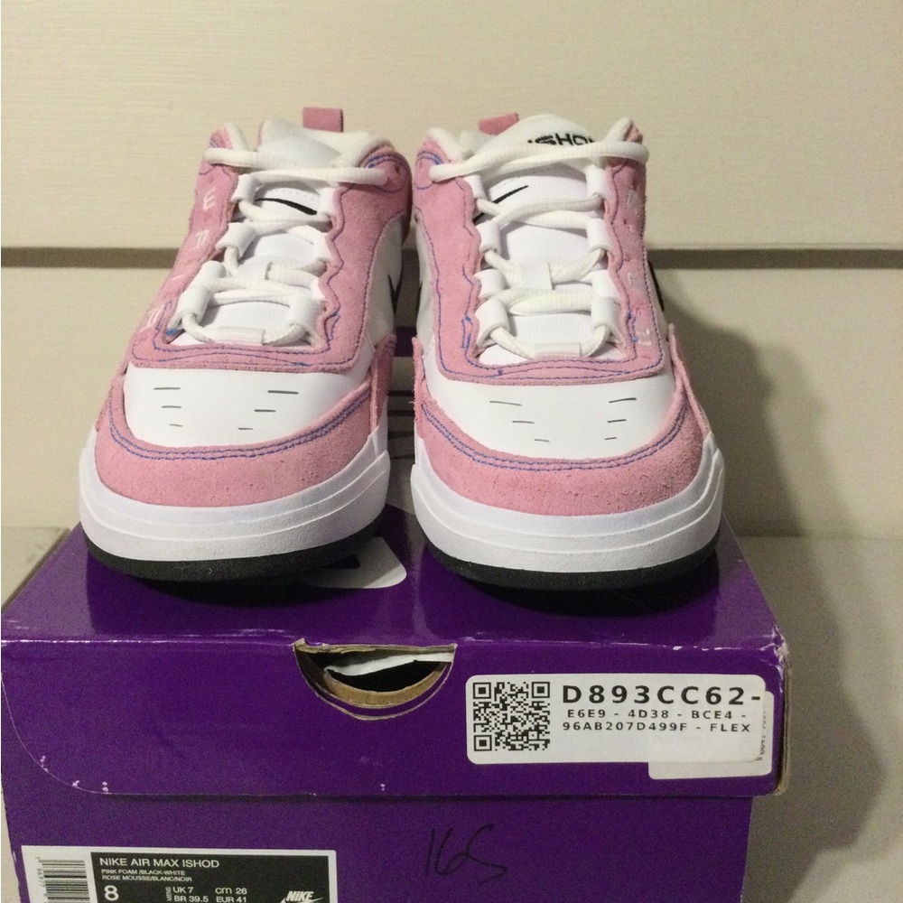 Mens Pink and White Skate-Style Sneakers